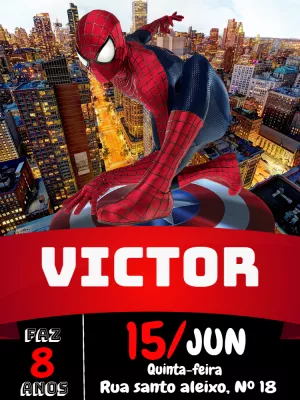 Convite Aniversário Homem Aranha para Editar Online