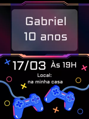 Convite de Aniversário Vídeo Game para Editar Online