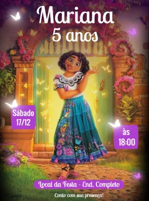 Convite de Aniversário Encanto com Mirabel para Editar Online