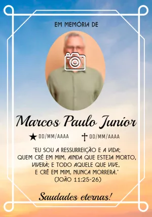 Convite de Missa de Falecimento com Foto para Editar Online
