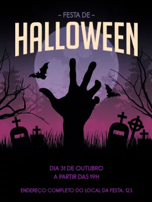 Convite de Halloween Assustador com Zumbi para Editar Online