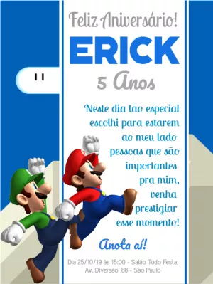 Invito di compleanno Super Mario – Statico – Wolf Designer