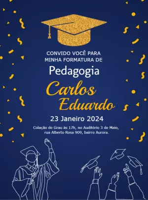 Convite Formatura Pedagogia Elegante para Editar Online