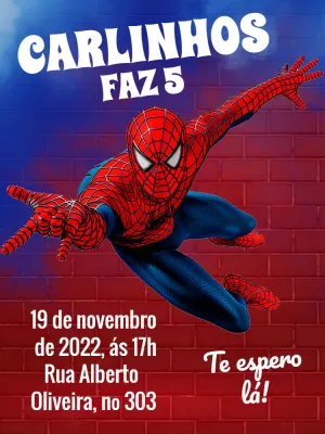 Convite de Aniversário Homem Aranha para Editar Online
