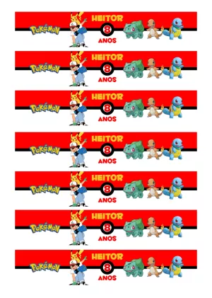 Rótulo de Garrafa Aniversário Pokémon para Editar Online