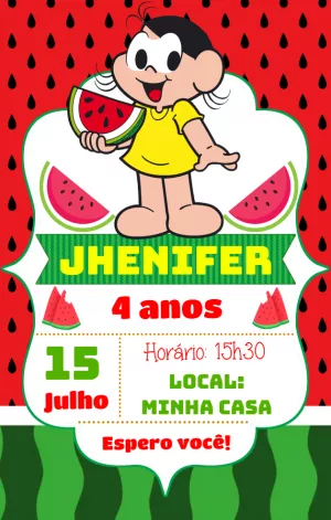 Invitation d'anniversaire Turma da Mônica – Statique – Baby Convites