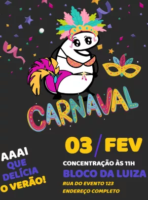 Convite de Carnaval com Meme Flork para Editar Online