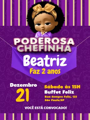 Convite Aniversário Poderosa Chefinha para Editar Online