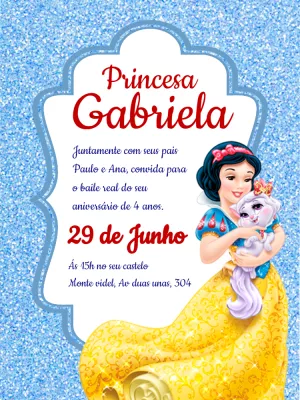 Convite Aniversário Branca de Neve para Editar Online