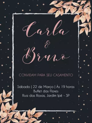 Convite de Casamento Floral Rose Gold para Editar Online