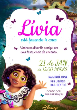 Convite Aniversário Encanto Disney para Editar Online