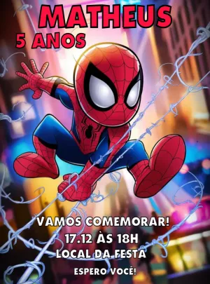 Convite de Aniversário Homem Aranha Toy para Editar Online