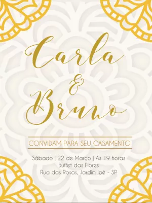 Convite de Casamento Elegante Dourado para Editar Online