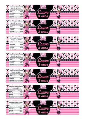 Rótulo de Garrafa Aniversário Minnie Mouse para Editar Online