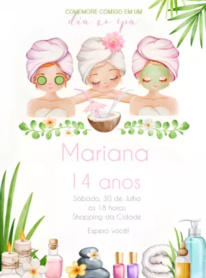 Convite de Aniversário Dia no Spa para Editar Online