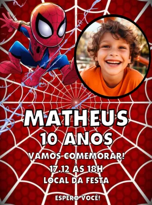 Convite Aniversário Homem Aranha Toy com Foto para Editar