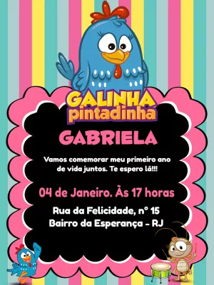 Galinha Pintadinha Birthday Invitation – Static – Pedro Henrique