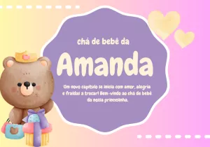 Painel de TV Chá de Bebê Ursinha Princesa Editável Online