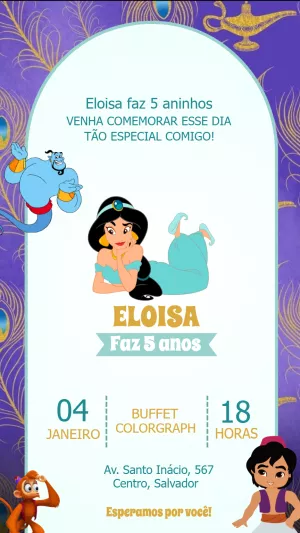Invitación de cumpleaños Princesas – Estático – Gisele