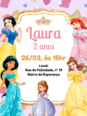 Invitación de cumpleaños Princesas – Estático – Pedro Henrique