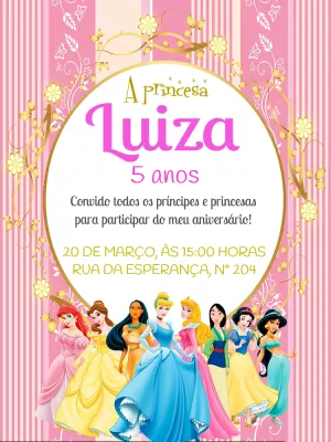 Invitación de cumpleaños Princesas – Estático – Pedro Henrique