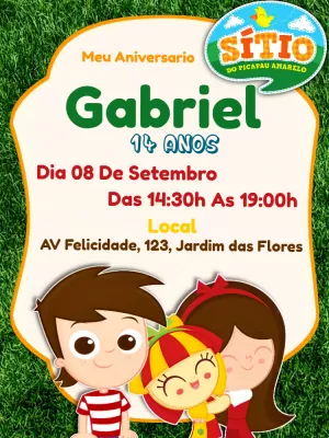Convite Aniversário Sítio do Picapau Amarelo para Editar