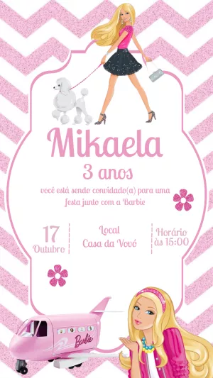 Invitación de cumpleaños Barbie – Estático – Gisele