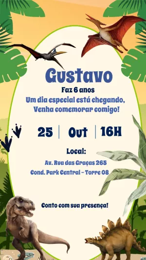 Invitación de cumpleaños Dinosaurio – Estático – Gisele