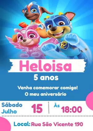 Invito di compleanno Paw Patrol – Statico – Thainá Nicolau 