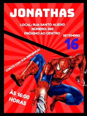 Convite de Aniversário Homem Aranha para Editar Online
