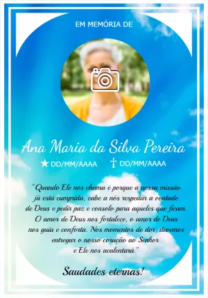 Convite de Falecimento com Foto Céu Azul para Editar Online