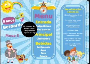 Menu de Aniversário Mundo Bita com Personagens para Editar