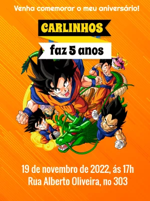 Convite de Aniversário Dragon Ball Z para Editar Online