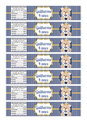 Rótulo de Garrafa Ursinho Príncipe Aniversário Editável Online