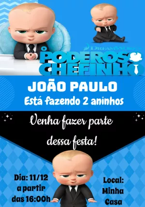 Convite Aniversário Poderoso Chefinho para Editar Online