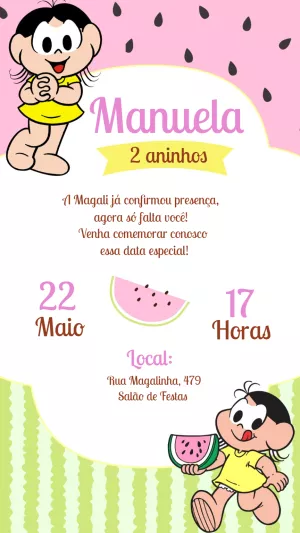 Convite de Aniversário Magali para Editar Online
