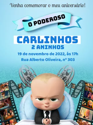 Convite Aniversário O Poderoso Chefinho para Editar Online