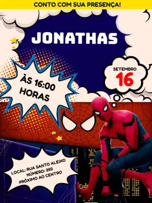 Convite de Aniversário Homem Aranha para Editar Online