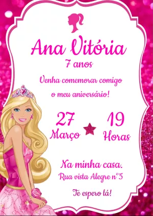 Invitación de cumpleaños Barbie – Estático – Fernanda