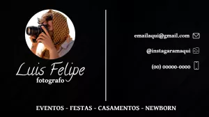 Cartão de Visita Fotógrafo Profissional para Editar Online