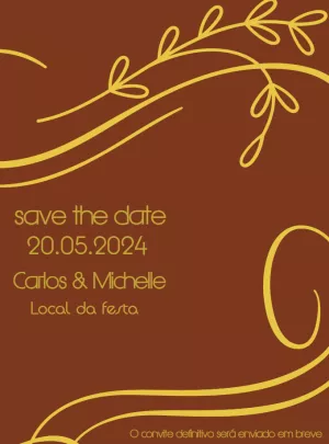 Convite Save the Date Casamento Terracota e Dourado para Editar