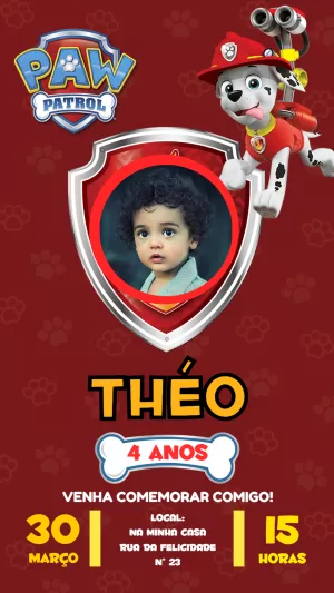 Invito di compleanno Paw Patrol – Statico – Pedro Henrique
