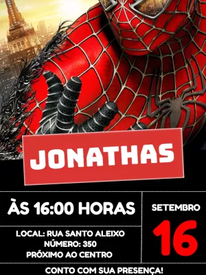 Convite de Aniversário Homem Aranha para Editar Online