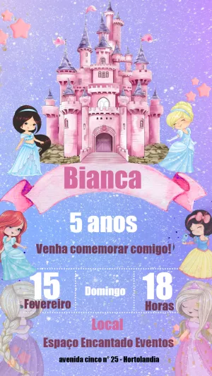 Invitación de cumpleaños Princesas – Estático – demax papelaria
