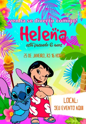 Invitación de cumpleaños Stitch – Estático – Artes da Babi