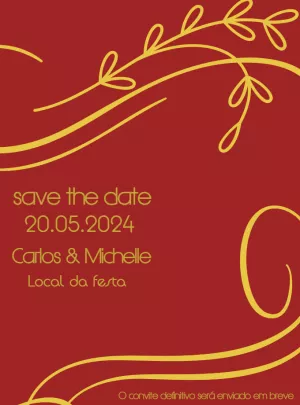 Convite Save the Date Casamento Marsala e Dourado para Editar