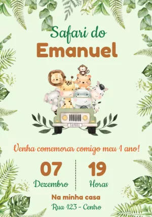 Safari Birthday Invitation – Static – Convites e Artes Digitais