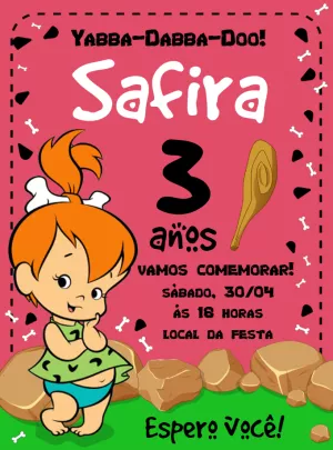 Convite Aniversário Pedrita Flintstones para Editar Online