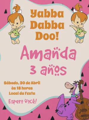 Convite Aniversário da Pedrita Flintstones para Editar Online