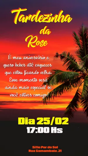 Convite Aniversário Tardezinha Pôr do Sol para Editar Online